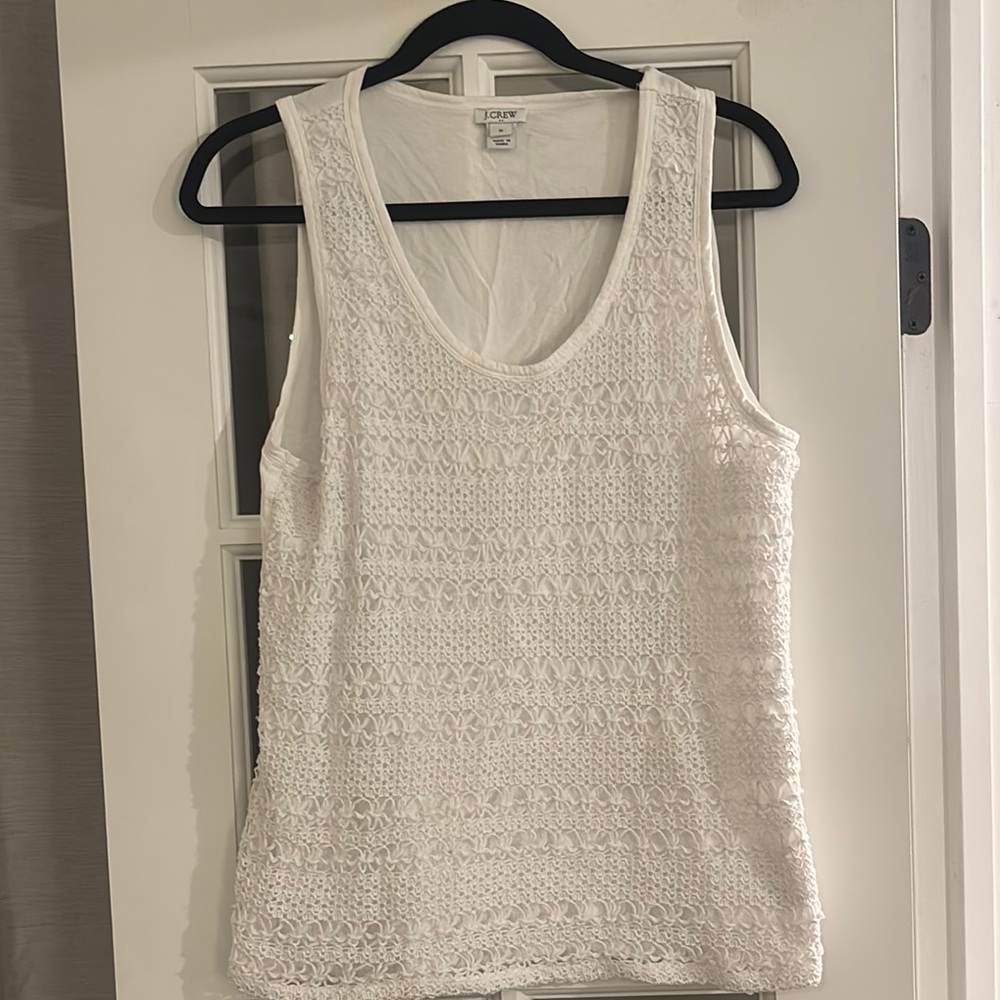 J. Crew white Sleeveless Tank Top with Crochet Accents